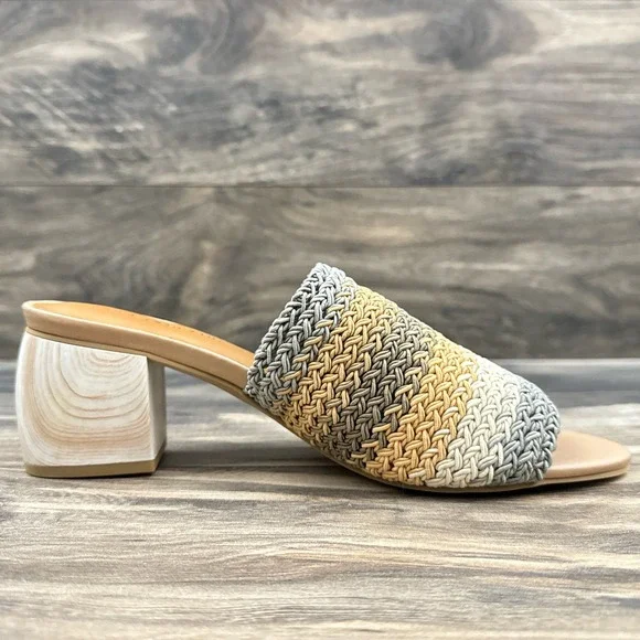NIB Lucky Brand Nanssi 8.5M Multicolor Woven Crochet Mule Block Heel Sandals - Picture 7 of 12